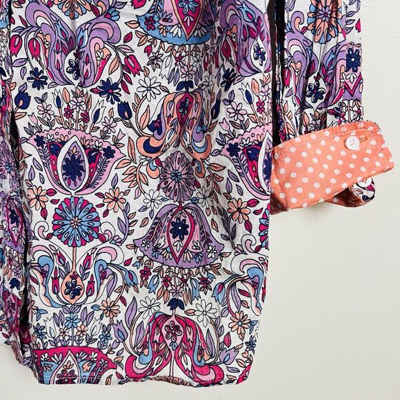 Talbots Colorful Magical Floral Breathable Cotton Button Down Shirt Plus X 14/16 - Picture 6 of 10